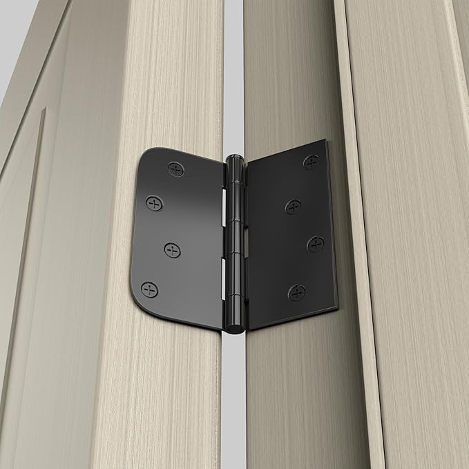 goldenwarm 6 Pack 4in Black Door Hinges Interior Door Hinges Black Matte 4 x 4 Inch with Square & Round Corners, Iron Material