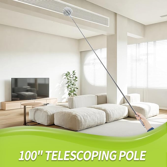 IVYROLL Cobweb Duster & 100'' Microfiber & Chenille Ceiling Cleaner Kit | - Image 2