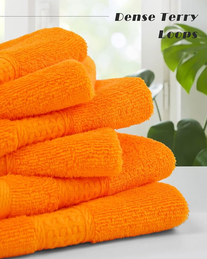Cleanbear Washcloths Orange Face Cloths Set of 6 - Image 3