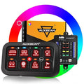 Auxbeam Switch Panel RB80 RGB 8 Gang Switch Panel Auto-Dimmable Multifunction Switch Panel w/Momentary Toggle Pulsed Memory, Aluminum Switch Panel for Truck Boat Car RV Waterproof, 2-Year Warranty