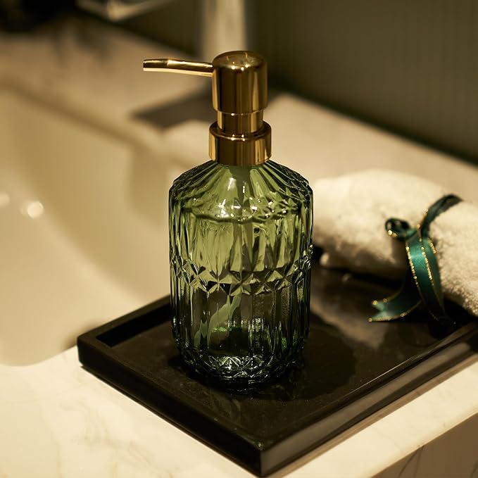 Glass Soap Dispenser Green Bottle Plastic Pump - Image 6