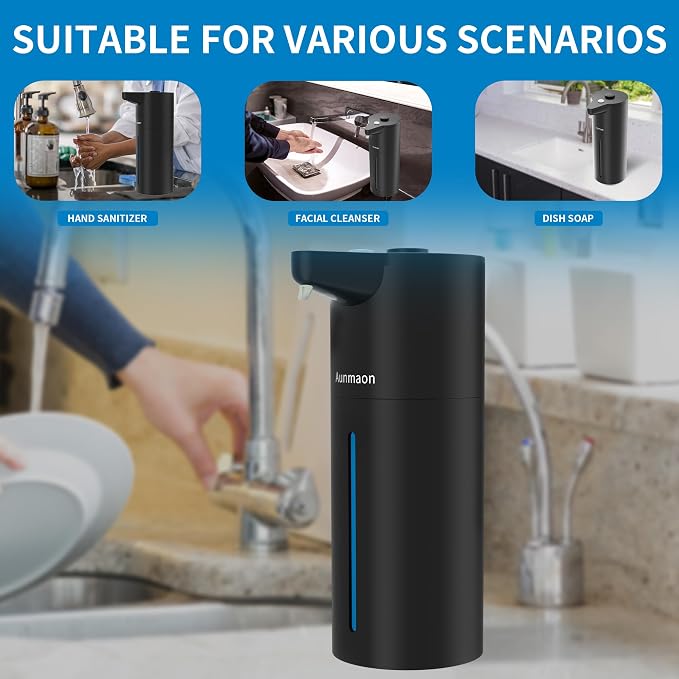 Automatic Soap Dispenser Touchless, Kitchen Bath Black | Hands-Free, 15-Level - Image 7