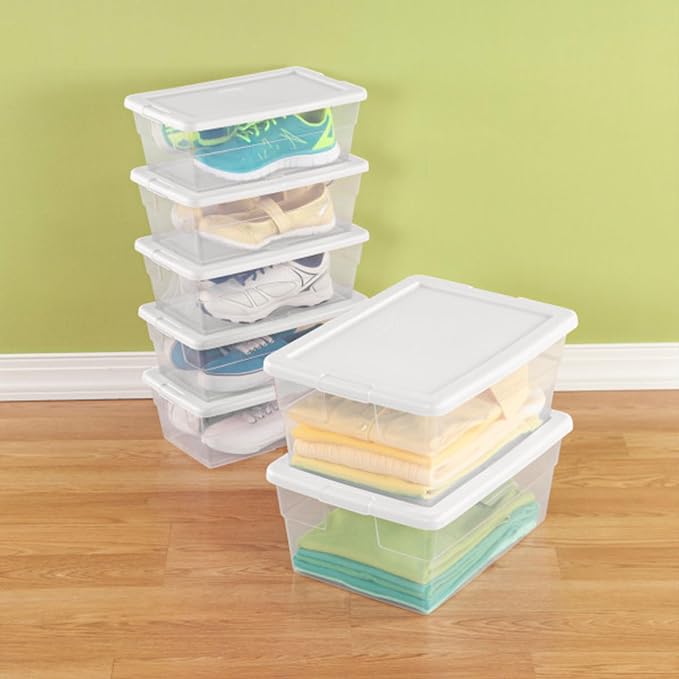 Sterilite Storage Boxes, Stackable Clear Plastic Bins, 6 Quart - Image 9