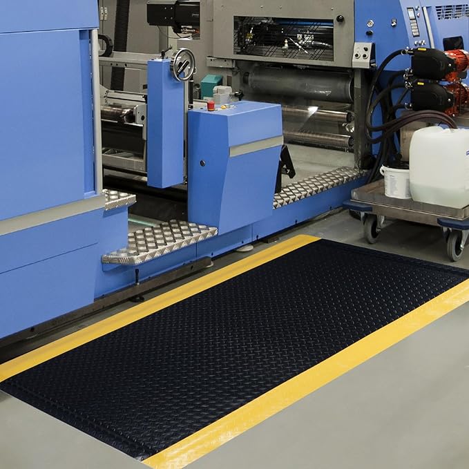 Anti Fatigue Mats Industrial 2' x 7' 15/16" Thick Sponge Base Heavy Duty Commercial Diamond Plate Ergonomic Standing Floor Mat Industrial Floor Mats Helps Relieve Back and Leg Soreness