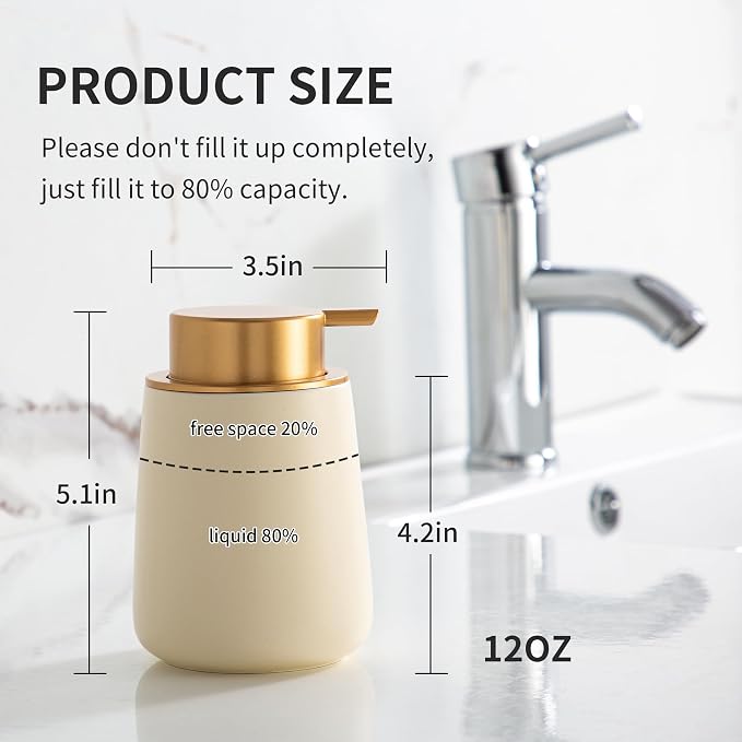 Enra Gold Ceramic Soap Dispenser, Hand Soap Dispenser - Image 4