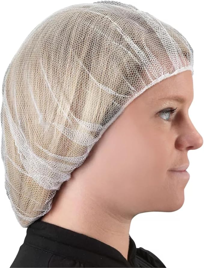 FRONTLINE Hair Nets 100 Pack Premium Invisible Nylon Mesh Hair Cover for Food Service Workers Disposable Cap Elastic Hairnet