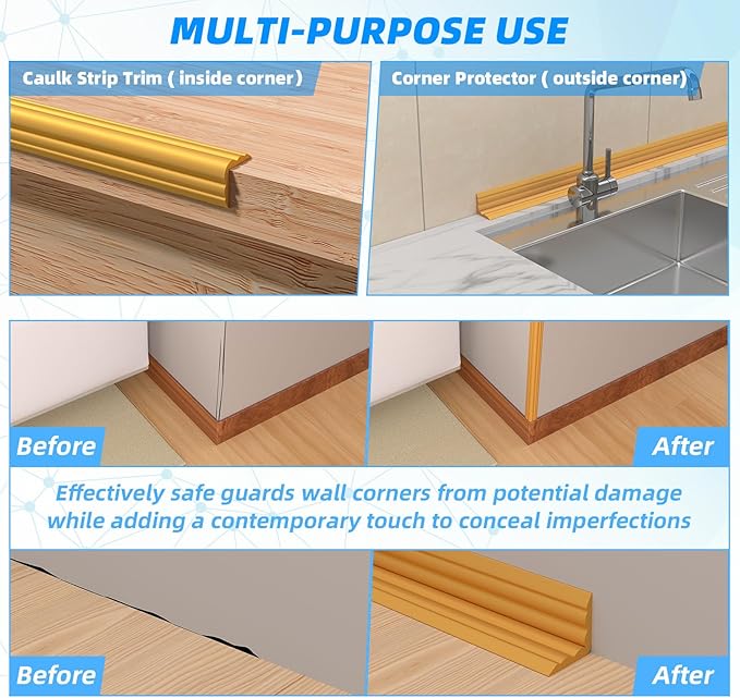 40FT Flexible Wall Corner Protector Moulding Trim, Peel and Stick Inside & Outside Wall Corner Guards Edge Protector,Self Adhesive Molding Trim Strip for Edge Ceiling
