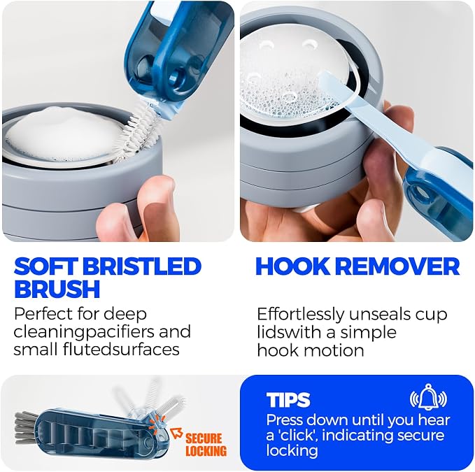 Holikme 6 Pack 4 in 1 Cup Lid Cleaning Brush 3 Straws Bottle Brush, Silicone - Image 4