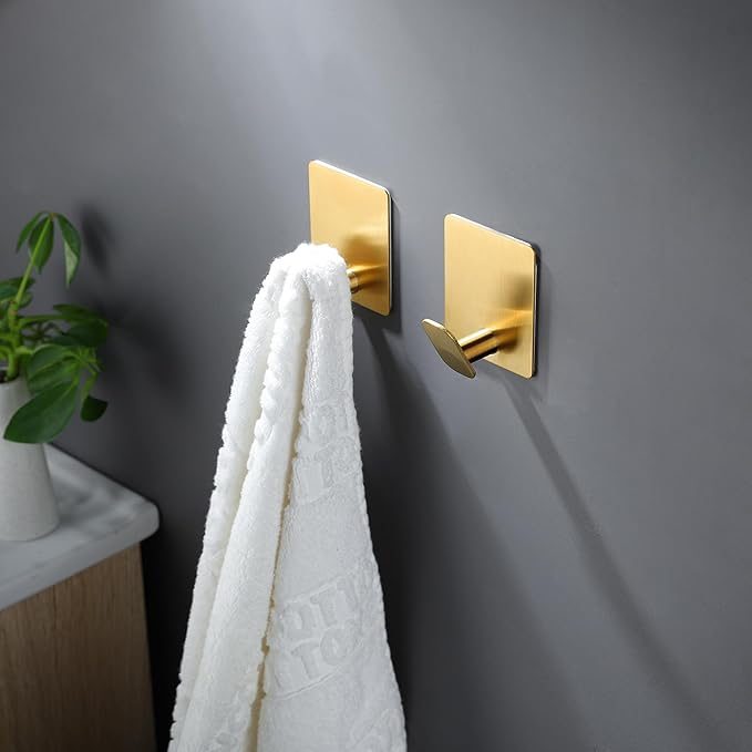 Gold Towel Hooks- 4 Pack Adhesive Hook - Image 3