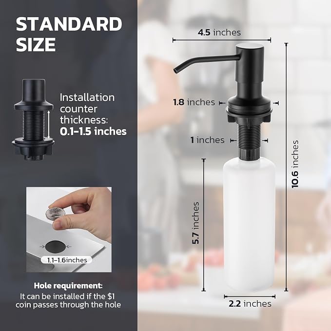 WEWE Kitchen Faucet with Soap Dispenser, Stainless Steel, Matte Black | 2 Modes - Image 7