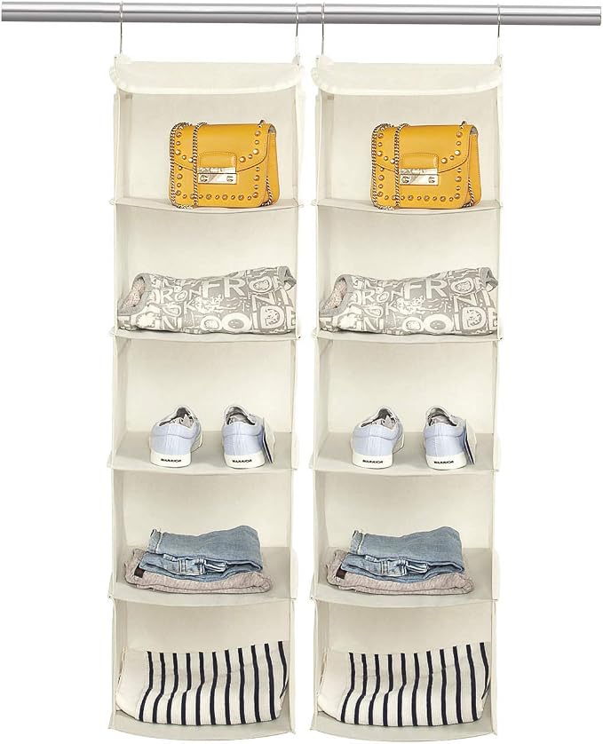 5 Shelves Hanging Closet Organizer, 2 Pack Hanging Storage - Image 6