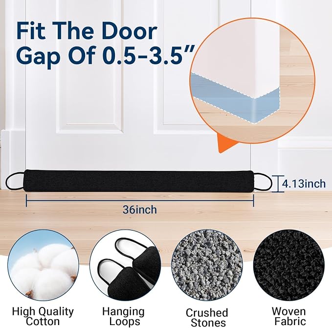 Door Draft Stopper, Heavy Duty Under Door Draft Blocker, Gap Filler, Door Bottom - Image 3
