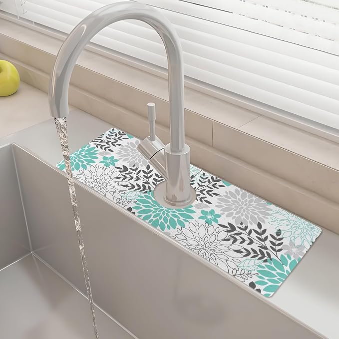 15" X 5.5" Kitchen Sink Splash Guard Faucet Mat Floral Super Absorbent Fast by Unknown