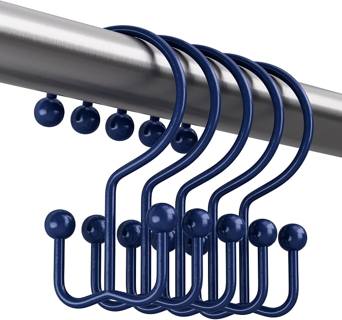 Amazer Navy Blue Shower Curtain Hooks, Rust-Resistant Metal Shower Hooks Shower - Image 8