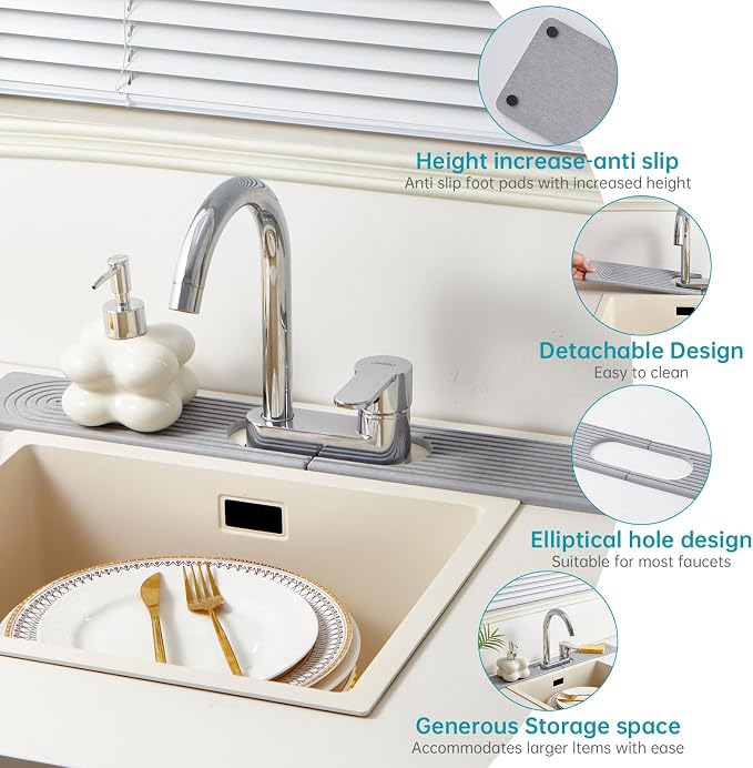 Stone Faucet Mat for Kitchen Sink Oval Hole Bathroom sink splash guard | - Image 4