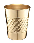 Monarch Abode Metal Bathroom Trash Can – Waste Basket for Bedroom, Office Desk, & Dorm, Handcrafted Wave Embossed, Durable Decorative Brushed Gold Small Trash Can Bathroom Garbage Bin Wastebasket