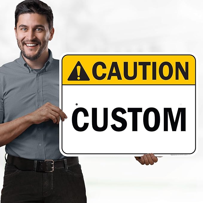 Custom Caution Sign, Ansi Sign, Osha Compliant, 18x24 Inches, Rust Free .063 Aluminum, Fade Resistant, Made in USA by My Sign Center