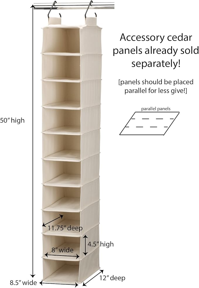 Household Essentials Hanging Shoe Organizer, 10 Pocket Wide Cubbies - Image 3