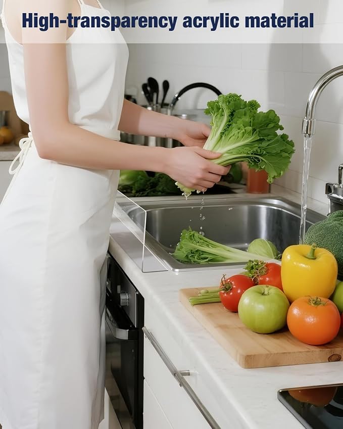 Acrylic Sink Splash Guard, Highly Transparent Fixed Splash Guard - Image 6