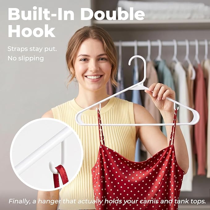 HOUSE DAY White Plastic Hangers 30 Pack, Slim Space-Saving Clothes Hangers | - Image 4
