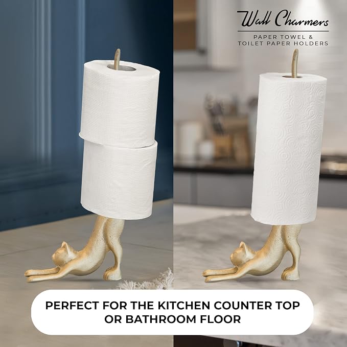 WallCharmers Gold Paper Towel Holder, Metal Toilet or Kitchen Paper Holder - Image 3