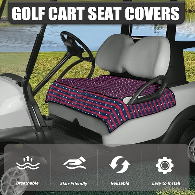 Golf Cart Seat Cover Cushion with Sweat Absorbing Fabric and Secure Fit for Golf Course and Utility Use