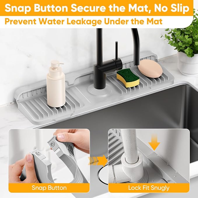 17.7'' Folding Faucet Mat for Kitchen Sink Splash Guard Kitchen Sink Faucet Mat - Image 4