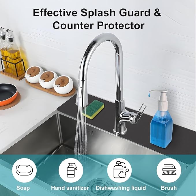 Customizable Kitchen Sink Faucet Mat: 24" Lx4 W Absorbent Splash Guard | - Image 8