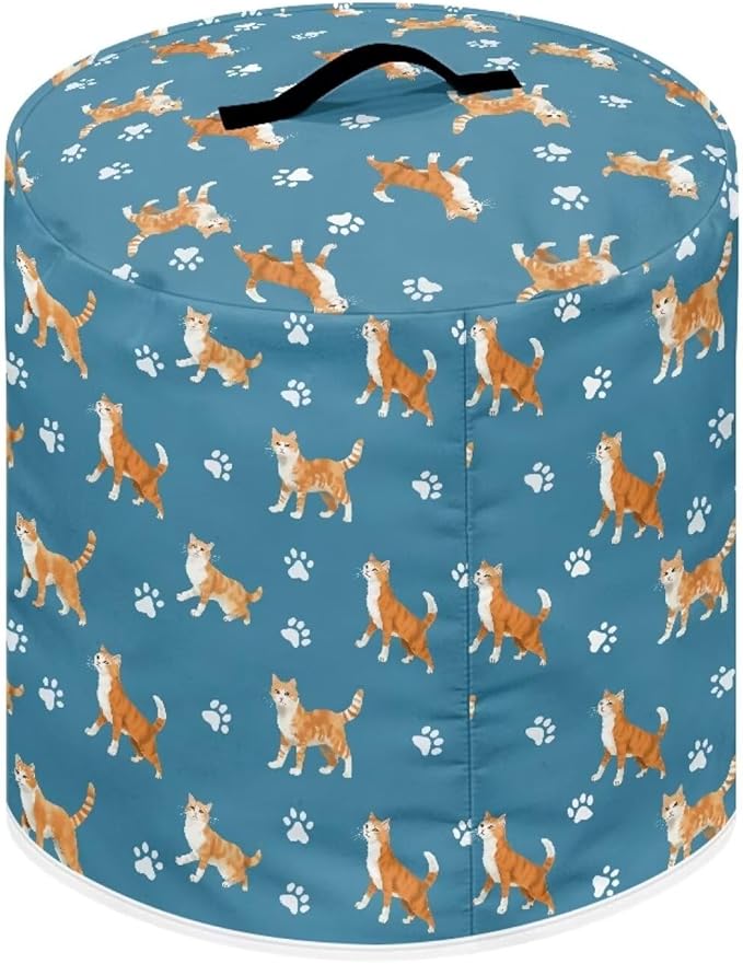 Pressure Cooker Cover for Women,Orange Cat Insulated Rice Cooker Cover with Easy to Clean Lining Waterproof Dust Cover with Pockets for Instant Pot 6 Quart Appliance Cover