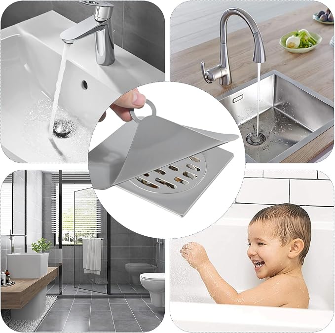 4-Pack Silicone Shower Drain Cover, 6x6 Inch Flat Floor Drain Cover | Anti-Odor - Image 4