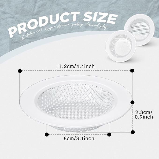 Retisee 2 Pcs Kitchen Sink Drain Strainer 4.4 Inch, Porcelain White - Image 3