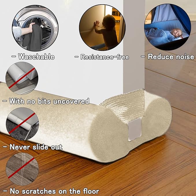 BKSAI Door Draft Stopper for Doors 29-35" No Adhesive Draft Stopper for Bottom - Image 4