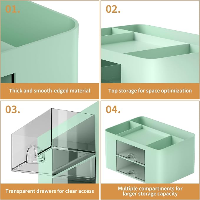 Marbrasse Pen Organizer with 2 Drawer, Desk Organizers and Accessories with 5 - Image 5