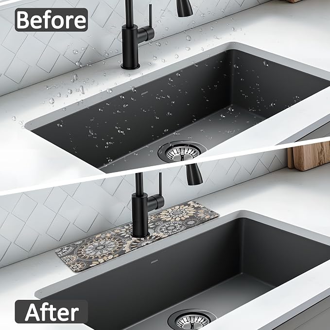 15" X 5.5" Kitchen Sink Splash Guard Faucet Mat Mandala Super Absorbent Fast - Image 6