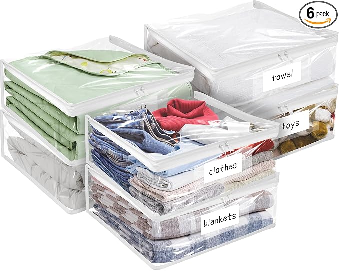 Plastic Storage Bags with Easy-Glide Zipper, Durable Clear Vinyl Zippered by Kikerike