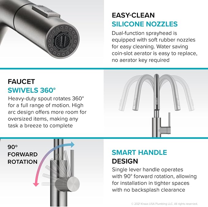 KRAUS Chrome 15 in Single Handle Pull Down Kitchen Faucet KPF-2620CH | - Image 9
