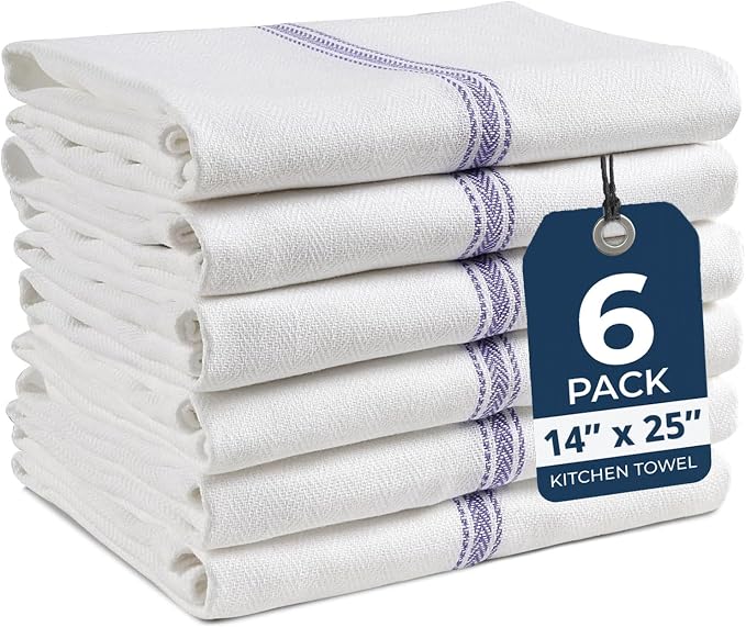 LANE LINEN Dish Towels 100% Cotton Absorbent Lint-Free 6 Pack by LaneLinen