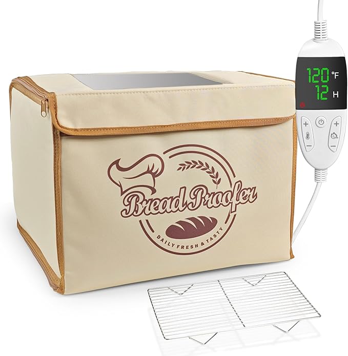 Folding Bread Proofing Box with Digital Temp Controller & 99H Timer and Metal Rack Multi-tier Insulated Collapsible Proofers for Sourdough, Pizza, Bread Baking, Yogurt, Kombucha