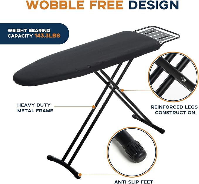 Ironing Board Full Size, RAINHOL Black 54"x13" Compact Ironing Board - Image 5