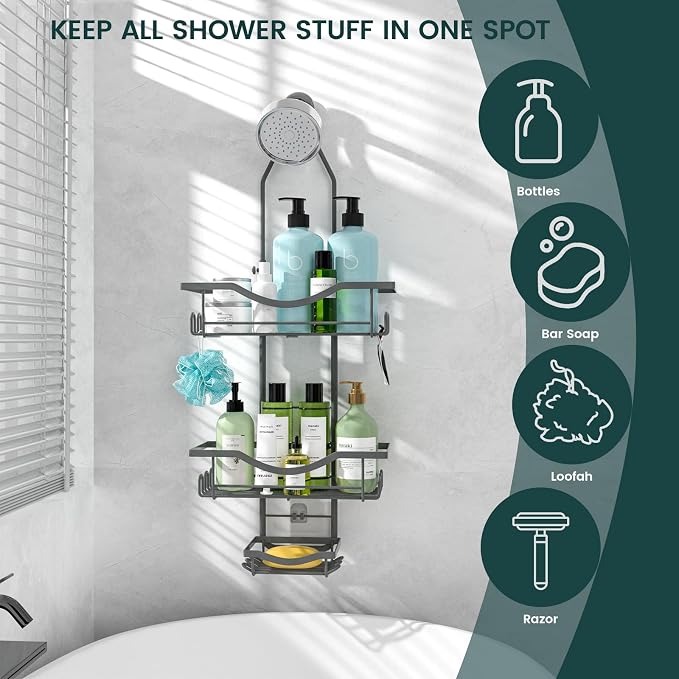 REINHARDT Adjustable Shower Caddy Hanging Rustproof Shower Organizer - Image 7