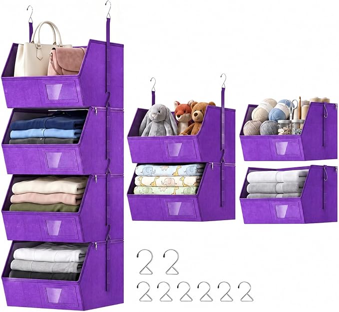 Hanging Closet Organizer, Detachable Hanging Storage Shelves | Reinforced Side by Unknown