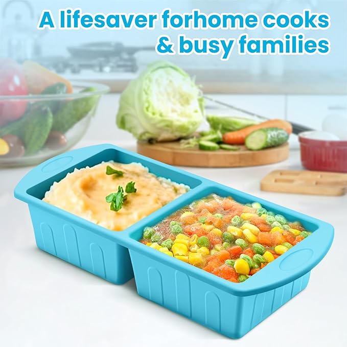 2 Pack Silicone Freezer Trays With Lid For Easy Storage Silicone Soup Freezer Molds 2 Cup ，Perfect For ice cube tray Freezing Broth Sauces Store Leftovers , Leakproof, Easy Release Dishwasher Safe