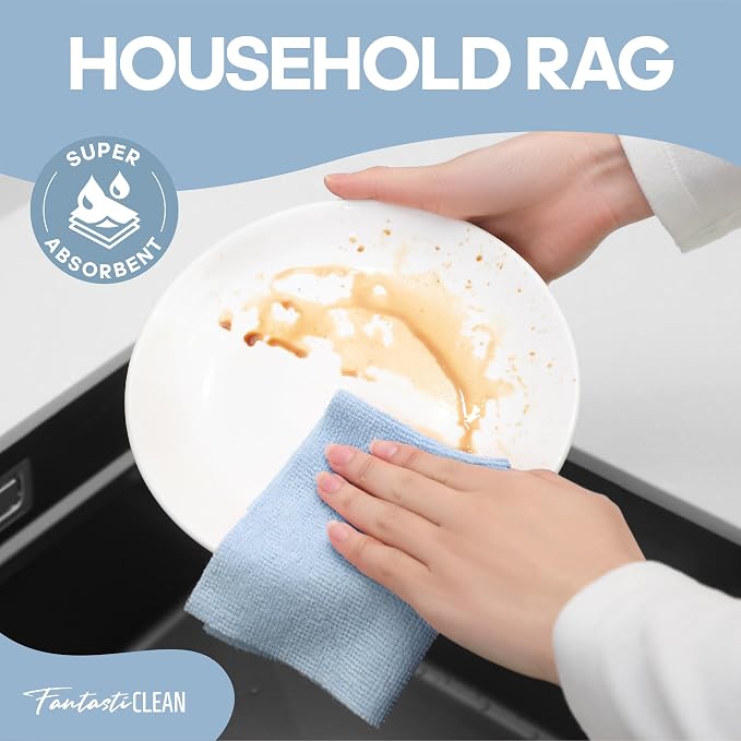 Fantasticlean Microfiber Cleaning Cloth Roll, 60 Pack, Baby Blue - Image 3
