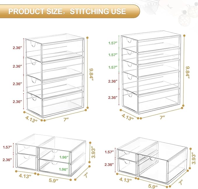 4-Pack Acrylic 16-Drawer Storage & Makeup Organizer - Image 2