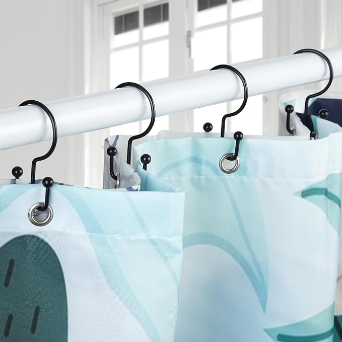 Shower Curtain Hooks, Durable Rust Proof Black Shower Curtain Hooks, Shower - Image 2