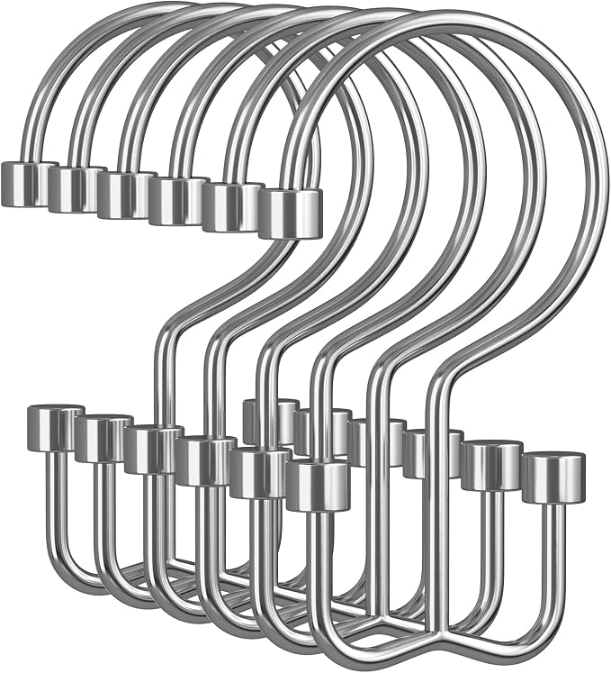 Amazer Chrome Shower Curtain Hooks, Rust-Resistant Metal Shower Hooks, by Amazer