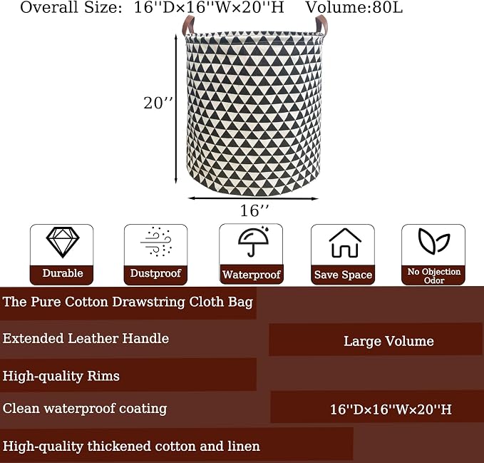 Waterproof Laundry Hamper Collapsible Laundry Basket Leather Handle Laundry Bag - Image 2