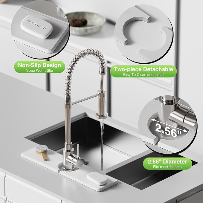 Premium Stone Faucet Mat for Kitchen Sink, 15.8" x 4" White | Quick Drying & - Image 5
