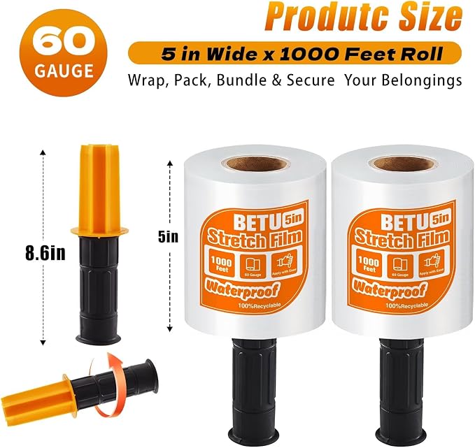 Stretch Film Shrink Wrap for Moving Supplies x 1000ft, Industrial Strength - Image 2