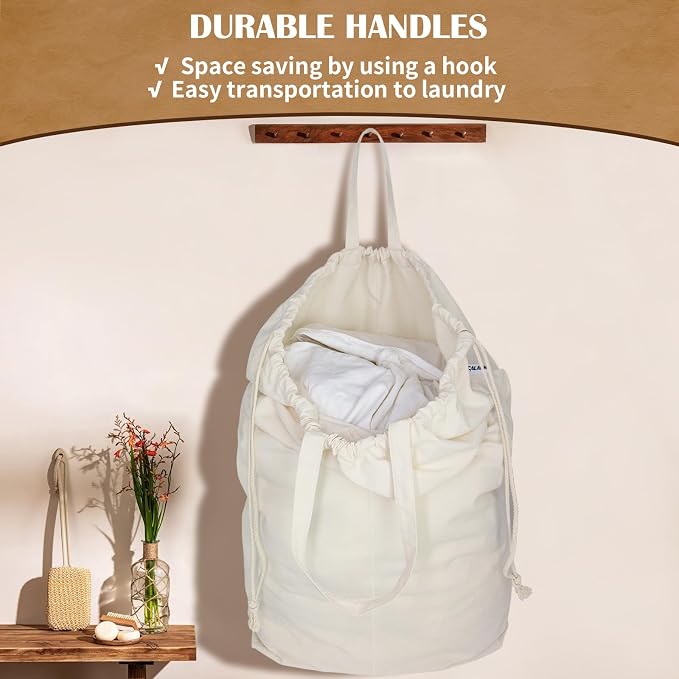 Canvas Laundry Bags with Handles & Square Base 16"Wx16"Depth x27.6"H - Image 6